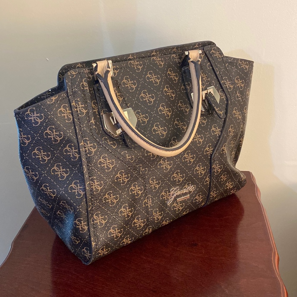 Guess Leather Satchel with Crossbody Strap
